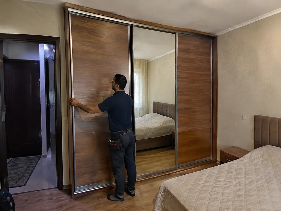 Sliding wardrobe repair completed in Əhmədli