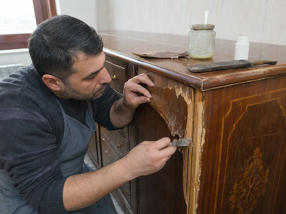 Water-damaged furniture repair
